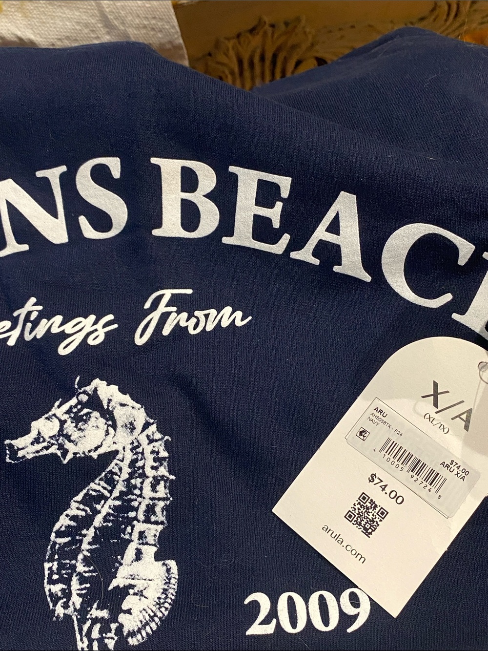 Arula Navy Cousins Beach Seahorse Graphic Crewneck Sweatshirt NWT 0X/1X. - Picture 2 of 6